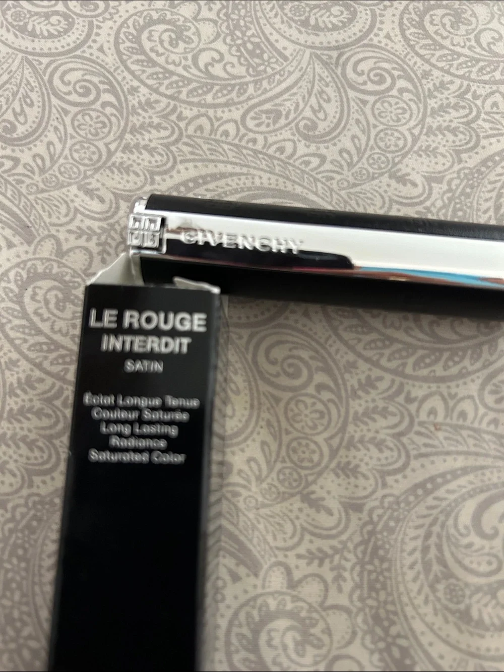 Givenchy Le Rouge Interdit Satin Lipstick – Black Case with Silver Accents #329